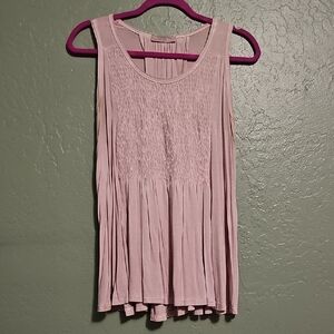 Light Pink Pleated and Corset Detail Tank Top